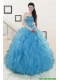 Hot Sell Beaded Quinceanera Dresses Ruffled in Blue