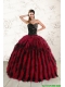 Luxurious Sweetheart Ruffles and Beaded Quinceanera Dresses in Red and Black