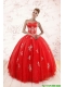 Most Popular Red Puffy Quinceanera Dresses with Appliques