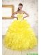 Popular Sweetheart Yellow Quinceanera Dresses with Beading