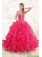 Pretty Beading and Ruffles Sweet 15 Dresses in Hot Pink