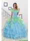 Pretty Beading Strapless Multi Color Quinceanera Dress for 2015