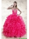 Pretty Hot Pink Sweet 15 Dresses with Appliques and Ruffles