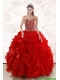 Sweetheart Pretty Red Quinceanera Dresses With Beading and Ruffles for 2015