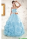 Unique Beading Aqua Blue 2015 Quinceanera Dresses