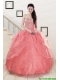 Watermelon Sweetheart Beading Appliques Ball Gown Sweet 16 Dresses