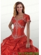 Exclusive Red Open Front Quinceanera Jacket With Appliques