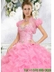 Exquisite Beading and Ruffles Quinceanera Jacket in Pink