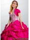 Fashionable Hot Pink Taffeta Special Occasion Quinceanera Jacket with Beading and Ruffles