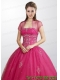 Fashionable Tulle Hot Pink Quinceanera Jacket with Beading