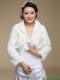 Faux Fur Open Front Modest Wedding Shawl in White