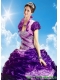 Lovely Fuchsia Organza Quinceanera Jacket with Ruffles