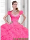 Luxurious Beading and Ruching Organza Quinceanera Jacket with Pink