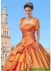 New Style Taffeta Orange Quinceanera Jacket with Embroidery