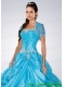 Sky Blue Brand New Organza Quinceanera Jacket With Appliques
