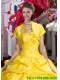 Yellow Taffeta Open Front Special Occasion Quinceanera Jacket with Beading