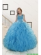 2015 Exclusive Beading and Ruffles Aqua Blue Flower Girl Dress