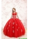 2015 Fashionable Appliques Red Little Girl Pageant Dress