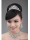 Alloy And Clear Colorful Rhinestone Jewelry Set With Crown Necklace And Earrings