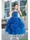 Ball Gown 2015 Royal Blue Little Girl Pageant Dress with Ruffles and Hand Made Flowers