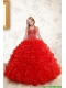 Beautiful Red Flower Girl Dress with Beading and Ruffles for 2015