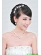Elegant Alloy With Pearl Wedding Jewelry Set Including Necklace Earrings And Headpiece