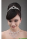 Elegant Rhinestone Wedding Jewelry Set Including Drop Earrings Crown And Necklace