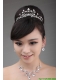 Elegant Rhinestone Wedding Jewelry Set Including Drop Necklace Earrings And Crown
