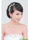 Fashionable Alloy WithPearls Wedding Jewelry Set Including Necklace Earrings And Headpiece