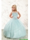 Luxurious Beading and Ruffles Little Girl Pageant Dress in Aqua Blue
