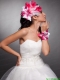 Red and White Organza Hand Made Flowers Beaded Headpieces and Wrist Corsage