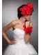 Red Taffeta Hand Made Flowers Headpieces and Wrist Corsage