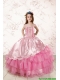 Unique Appliques and Ruffled Layers Little Girl Dress in Baby Pink