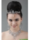 Vintage Style Rhinestone Alloy Jewelry Set Including Crown Necklace And Earrings