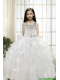 White Ball Gown Halter 2015 Little Girl Pageant Dress with Beading and Ruffles