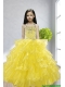 Yellow Ball Gown Halter Beading and Ruffles Little Girl Pageant Dress for 2015