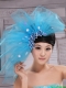 Aqua Blue Flowers Decorate Tulle Fascinators For Party