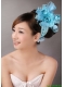 Blue Feather Chiffon Net Flower For Party