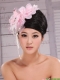 Custom Made Baby Pink Headpieces Organza and Tulle With Imitation Pearls and Beaded Decorate