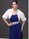 Exquisite Faux Fur V-Neck Half-Sleeves Wedding Party and Prom White Jacket