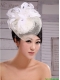 Fashion White Feather And Net Pearl Tire Fascinators
