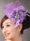 Lavender Headpieces White Pearl Crystal Satin Ribbon Flower