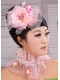 Light Pink Chiffon and Net Big Flowers With Rhinestones For Party