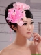 Pink Satin Ribbon Flowers With Beading For Wedding