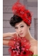 Red Hairpins Birdcage Veils Tulle Feather Outdoor and Special Occasion and Outdoor