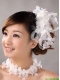 White Hand Made Flowers Feather Wedding Fascinators
