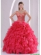 2015 Detachable Beading and Ruffles Quince Dresses in Red