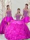 2015 Spring Detachable Hot Pink Sweet 16 Dresses with Beading and Ruffles