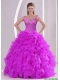 Detachable Fuchsia Quince Dresses with Beading and Ruffles