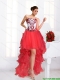 2015 Beautiful Coral Red Christmas Party Dresses with Embroidery and Beaded